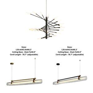 Set of 3 Modern Chandeliers – Black, Gold, and Duplex Design